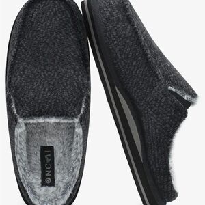 NWOB ONCAI Men’s Sz 11 Gray Faux Fur Memory Foam Indoor Outdoor Slippers